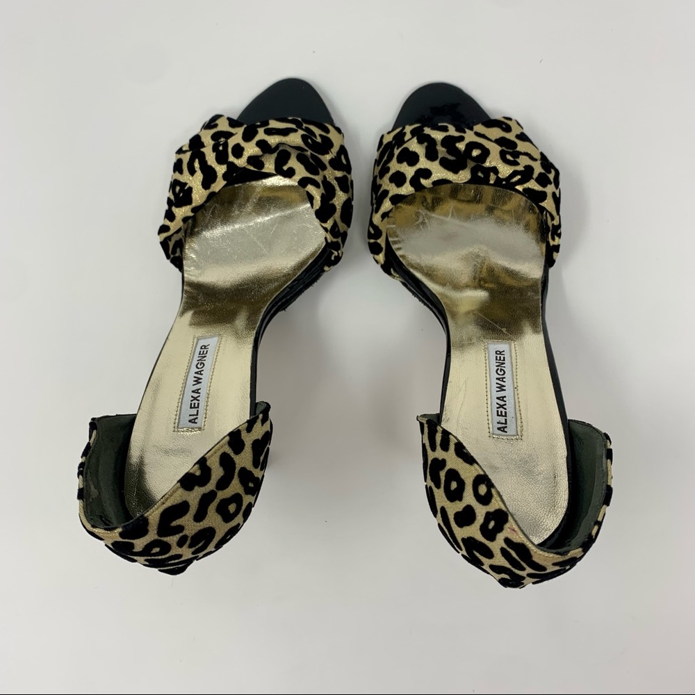 Alexa Wagner Leopard Print Peep Toe Heel Pumps Shoes Women 6 1/2 Formal Party - Picture 10 of 16